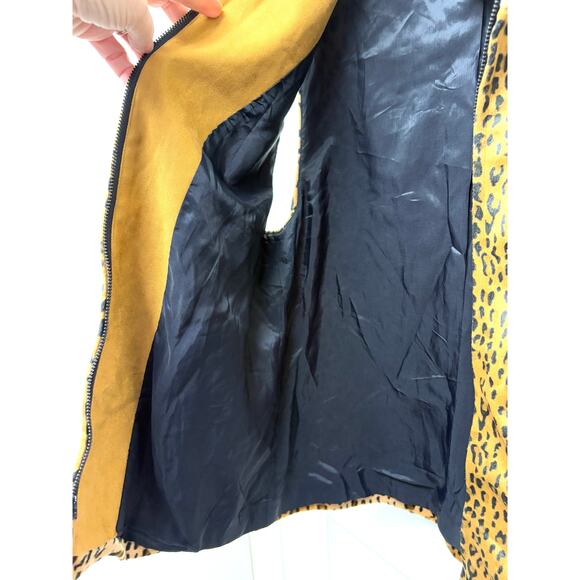 Rafaella Sport Cheetah Print Zip Vest Women’s 6 Animal Print Faux Suede Trim - Picture 4 of 6
